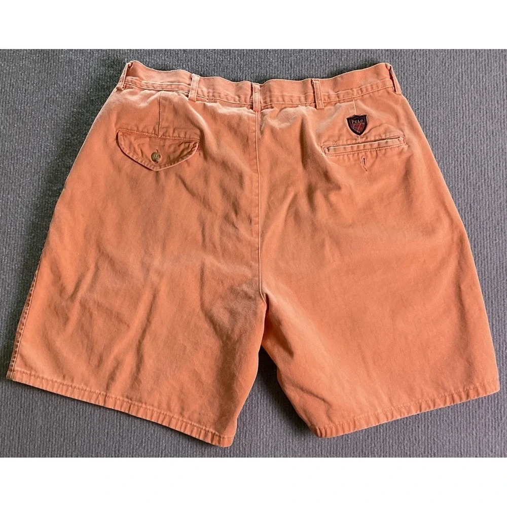 Vintage 90s Made In USA Polo Ralph Lauren Salmon Pleated Tyler Shorts Size 34